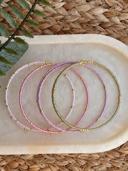 Extendable Seed Bead Stacking Bangles Pink, 3 of 3