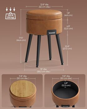 Storage Ottoman Synthetic Leather Dressing Table Stool, 2 of 6