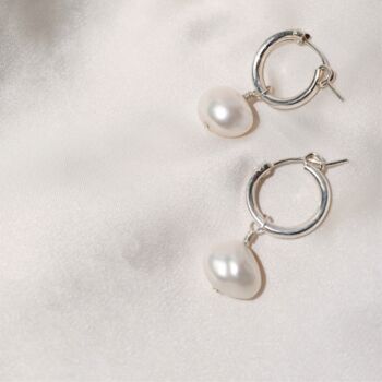 Quinn | Freshwater Baroque Pearl Hoop Earrings In Sterling Silver Or 14k Gold Fill, 8 of 12