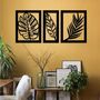 Wooden Botanical Wall Art Leaves Set Gift For Home Or Bedroom, thumbnail 1 of 9