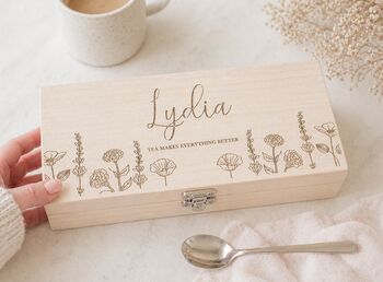 Personalised Engraved Mum Tea Box, 2 of 5