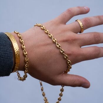 Gold Mariner Link Anchor Chain Bracelet For Men, 2 of 12