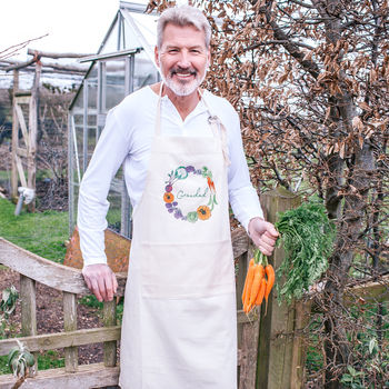 Personalised Vegetable Wreath Garden Cotton Apron, 2 of 6