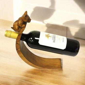 Cute Cat Wooden Wine Rack Gift For Wine Drinkers, 4 of 5