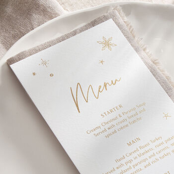 Stars And Snowflakes Foiled Christmas Dinner Menu Card Set, 2 of 2