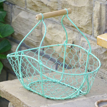 Vintage Green Garden Gathering Basket, 3 of 4