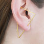 Round Geometric Gold Plated Silver Hoop Earrings, thumbnail 3 of 10