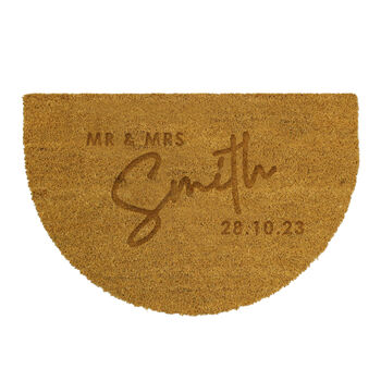Personalised Couples Half Moon Indoor Doormat, 2 of 5
