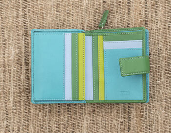 Personalised Mutlicolour Turquoise Small Leather Purse, 5 of 10