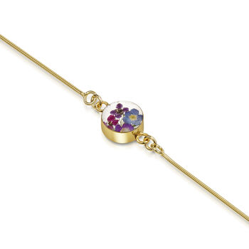 Real Flower Charm Snake Bracelet In Sterling Silver. Choose From Eight Flowers, 9 of 12