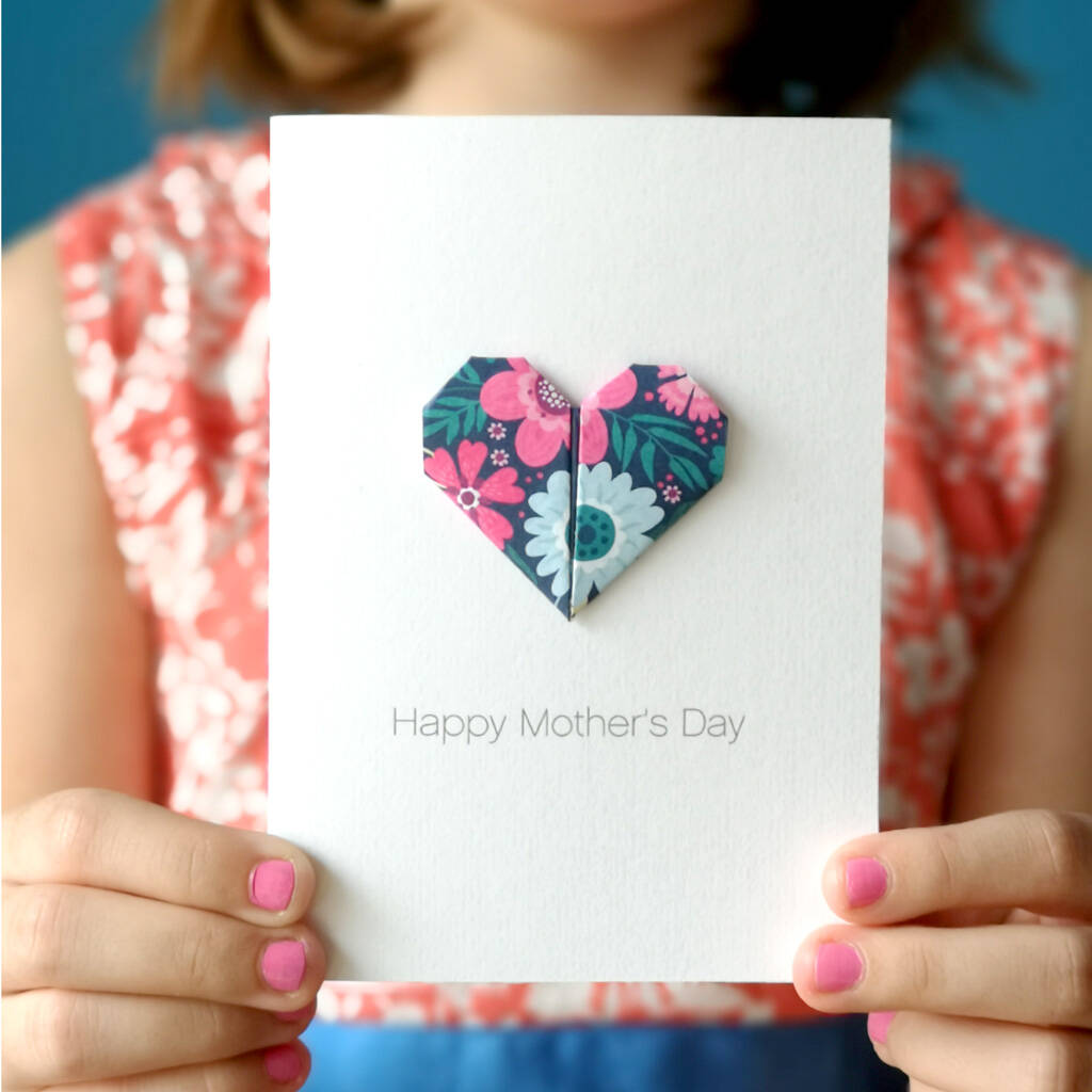 Personalised Mother's Day Origami Flower Heart Card, 1 of 5