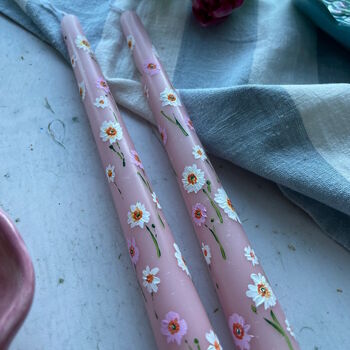 Pink Hand Painted Wild Poppy Floral Candles, 2 of 4