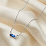 Birthstone Baguette Necklace In Sterling Silver, thumbnail 1 of 12