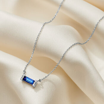 Birthstone Baguette Necklace In Sterling Silver, 11 of 12