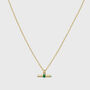 Havana Gold Plated And Green Enamel T Bar Necklace, thumbnail 3 of 4