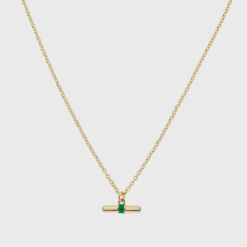 Havana Gold Plated And Green Enamel T Bar Necklace, 3 of 4