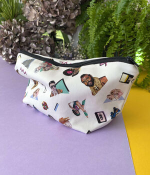 80s Pop Culture Zipper Pouch, Retro Makeup Bag, Nostalgic Gift For Her, 10 of 11