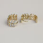 Gold Crystal Leaf Vine Hoop Earrings, thumbnail 2 of 3
