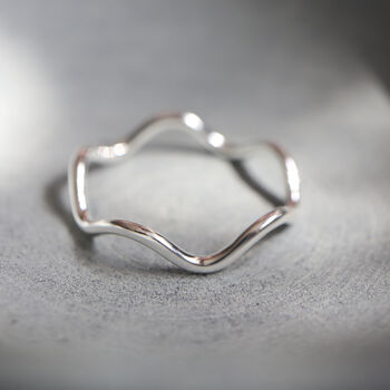 Sterling Silver Ripple Wave Ring, 5 of 9