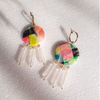 Monet | Polymer Clay Earrings With Czech Glass Beads, 7 of 9