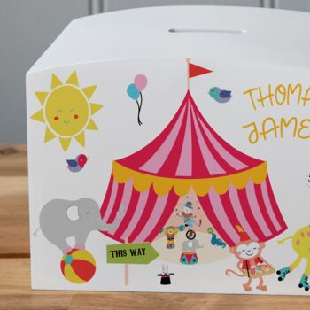 Personalised Circus Themed Money Pot Piggy Bank, 4 of 12