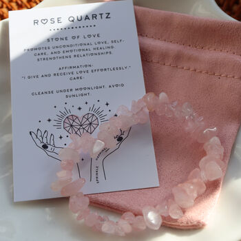 Rose Quartz Chip Bracelet – Love And Self Care Energy, 3 of 6