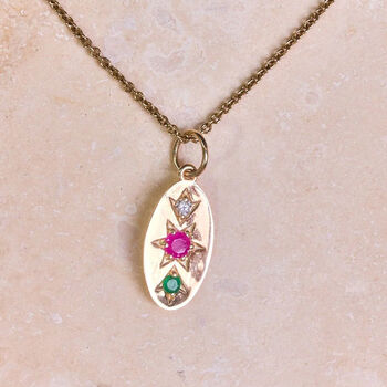 Sterling Silver Personalised Birthstone Domed Pendant, 2 of 3