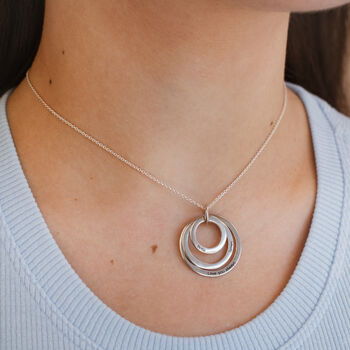 Sterling Silver Personalised Triple Circle Necklace, 2 of 4