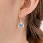 Molten Sterling Silver Blue Opal Circle Drop Earrings, thumbnail 1 of 6