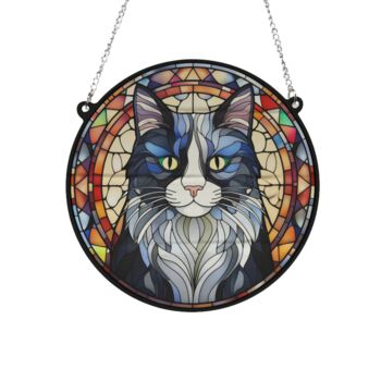 Cat Black And White Stained Glass Effect Suncatcher, 2 of 6