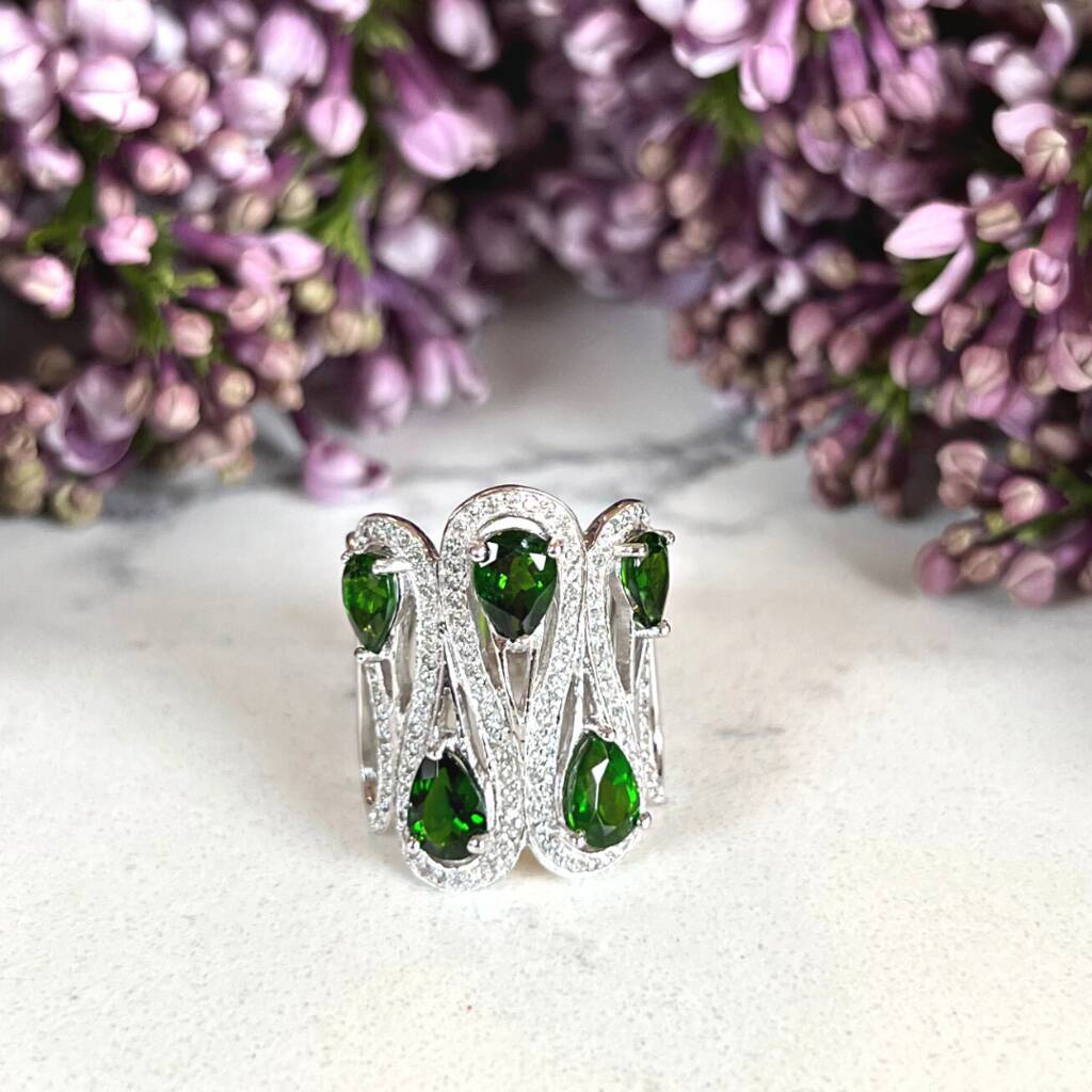 Dazzling Green Diopside Sterling Silver Ring, 1 of 5