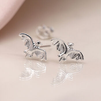 Sterling Silver Bat Stud Earrings, 3 of 7