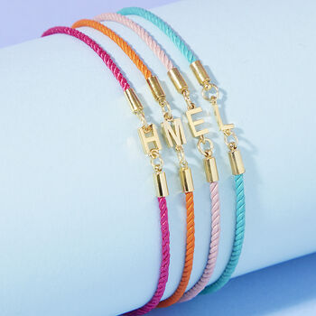 Personalised Bright Cotton And Initial Galentines Bracelet, 2 of 10