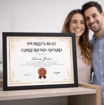 Girlfriend Gifts Best Girlfriend Award Certificate, 4 of 6