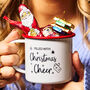 Chocolate Filled Personalised Festive Cheer Enamel Mug, thumbnail 1 of 5