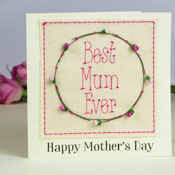 Mothers Day Best Mum Ever Embroidered Rose Card, 4 of 4