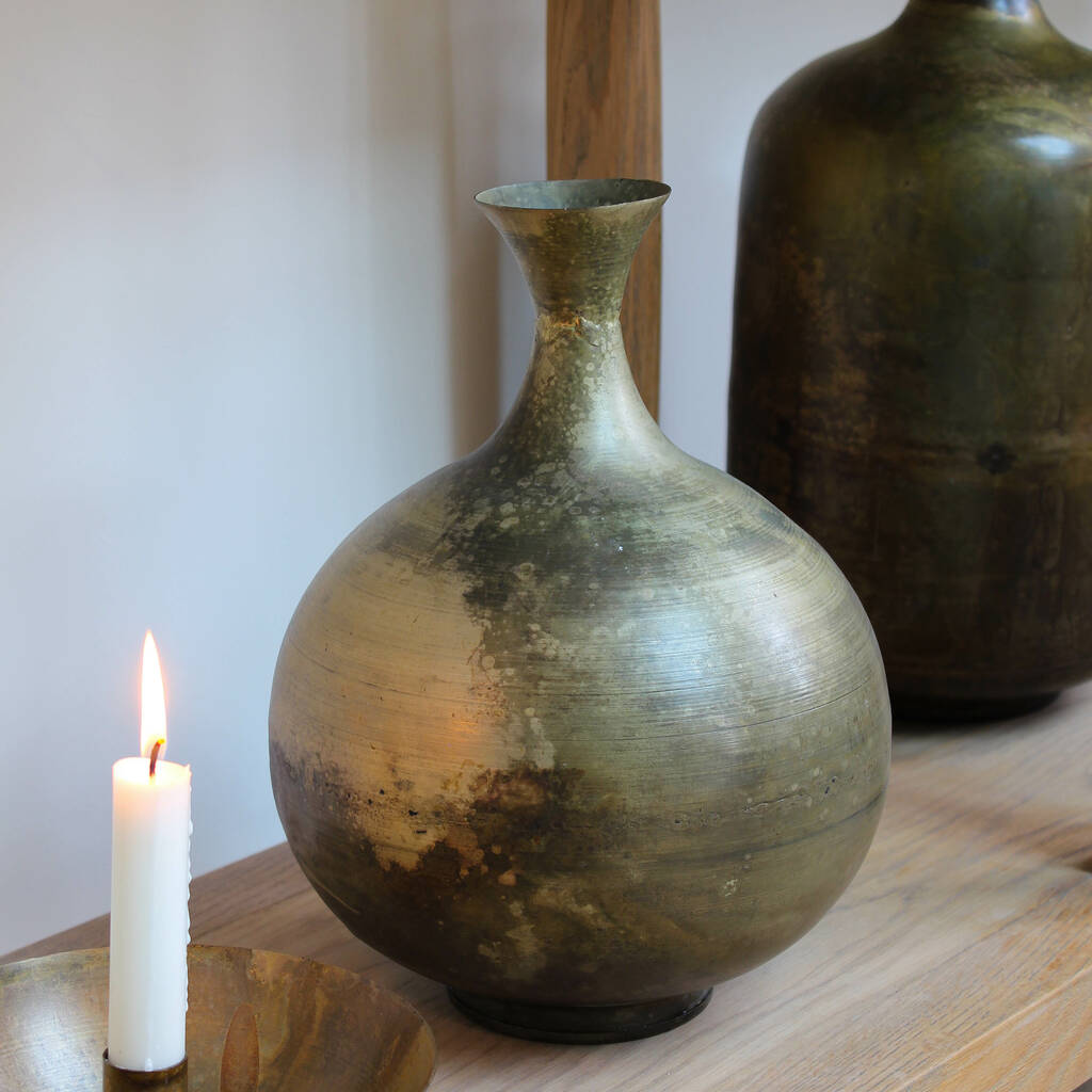 Antique Brass Round Vase By Marquis & Dawe