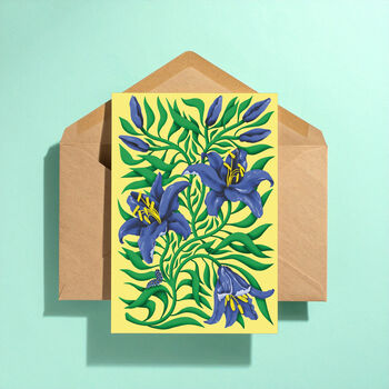 Floral Blue Lilies Greeting Card, 3 of 4