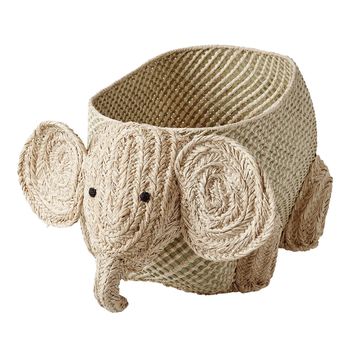 Natural Raffia Animal Storage Basket Elephant, 3 of 6