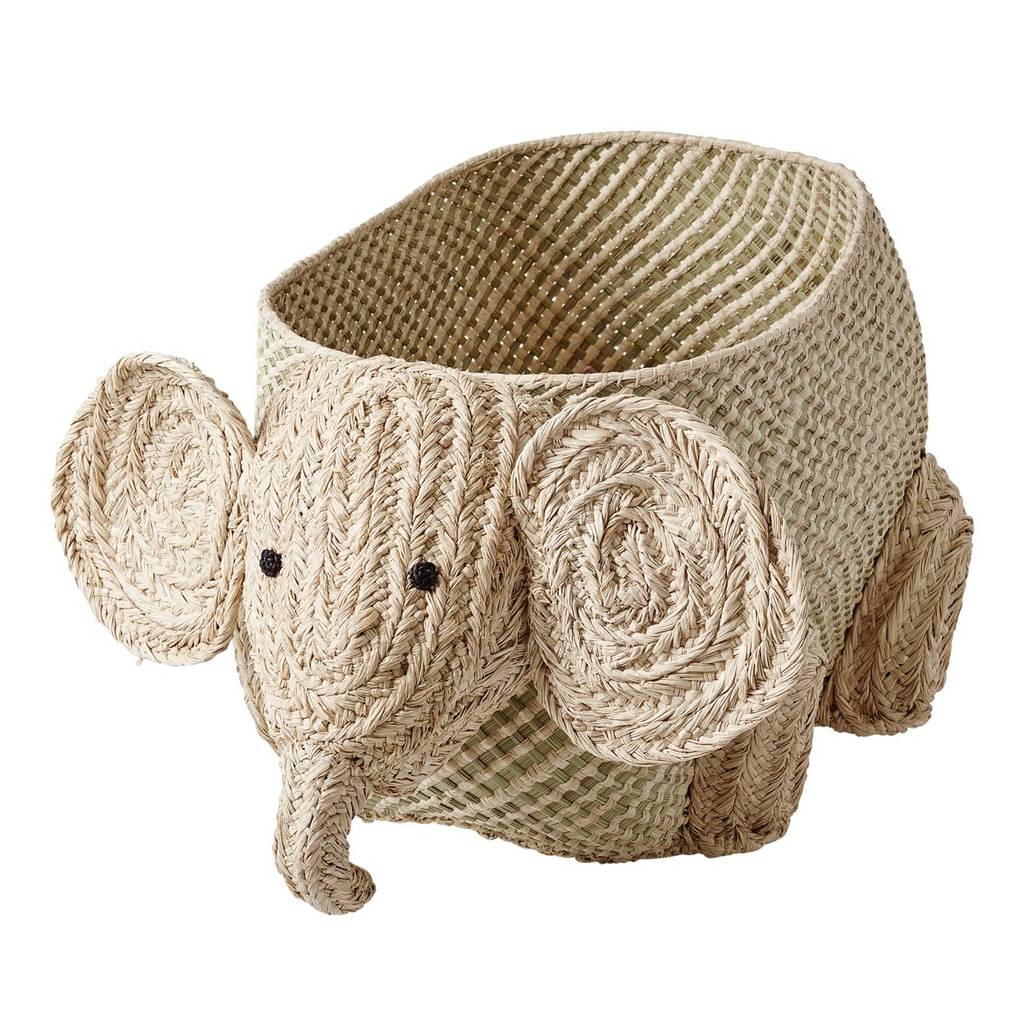 Natural Raffia Animal Storage Basket Elephant By Little Baby Company