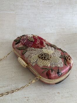 Pink Floral Oval Clutch Bag, 5 of 10