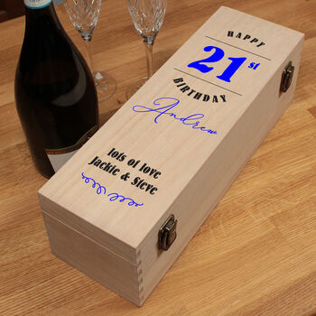 21st Birthday Hinged Wooden Bottle Gift Box, 2 of 4