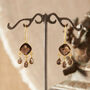 Brown Topaz Cut Gems Gold And Silver Dangly Earrings, thumbnail 7 of 11