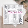 40th Birthday Card Funny Middle Age Quotes, thumbnail 1 of 7