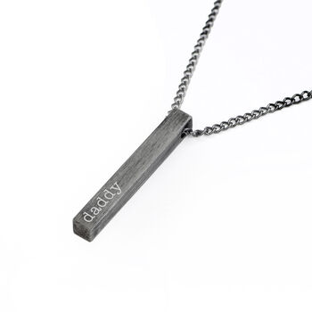Personalised Father's Day Brushed Gunmetal Bar Necklace, 2 of 3