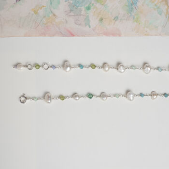 Multi Pearls Swarovski And Gemstones Necklace, 6 of 12