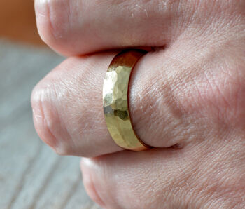 Hammered 9ct Yellow Gold Wedding Band Traditional Comfort Fit Wedding Ring, 5 of 5
