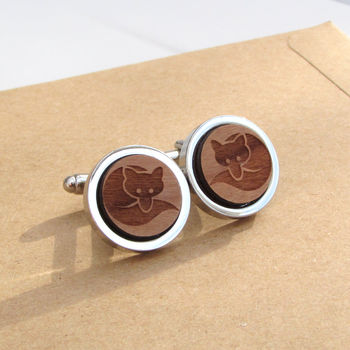 Personalised Wooden Cunning Fox Cufflinks, 2 of 4