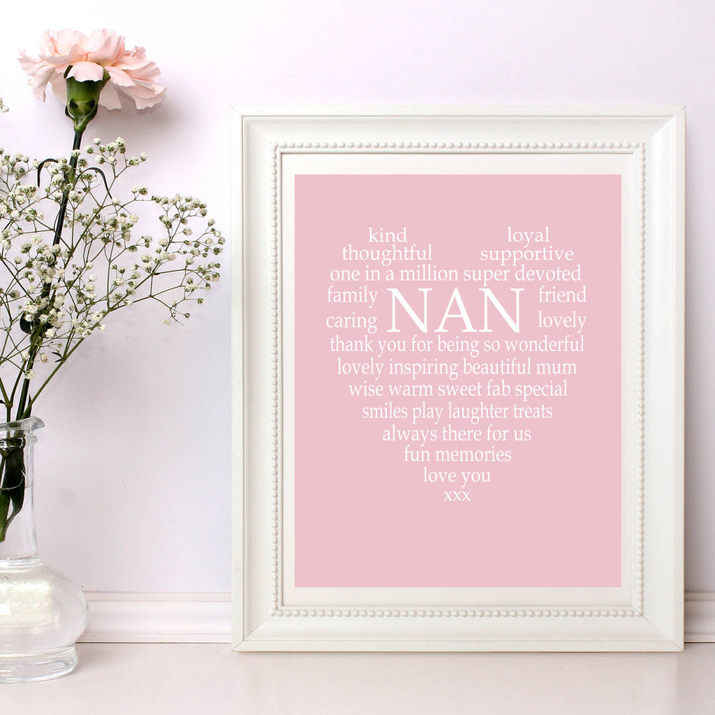 nan / nanna / nannie / nanny personalised heart print by ciliegia ...