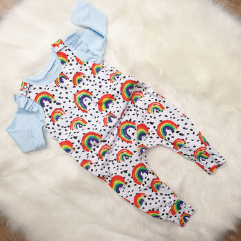 Organic Rainbow Baby And Toddler Dungarees, 2 of 5